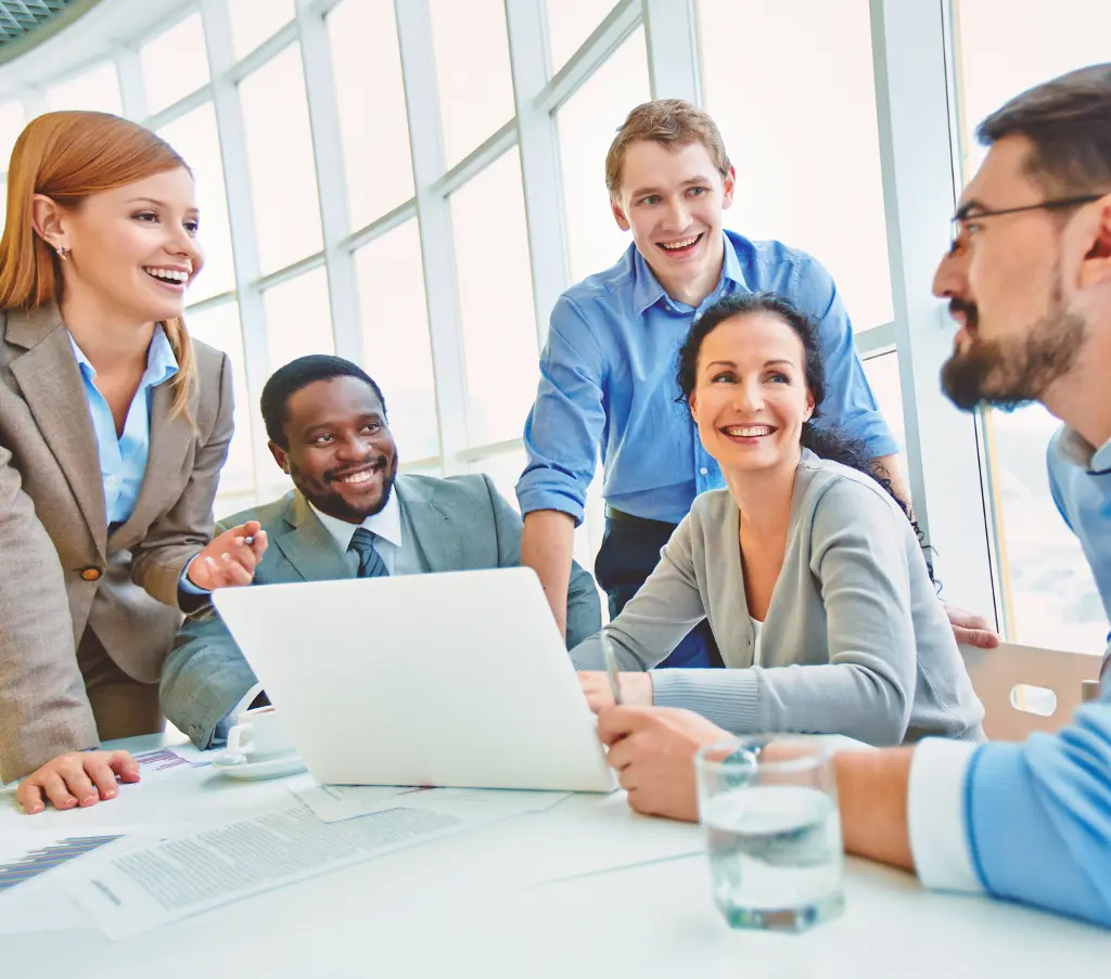 Business Team Using Laptop for Work