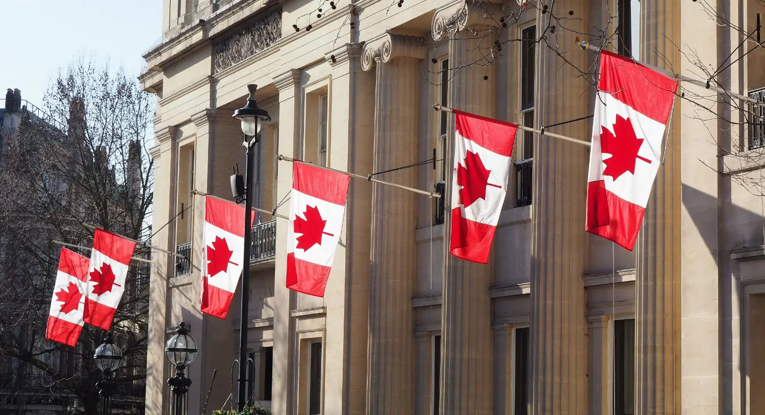 canadian-embassy-london-with-many-canadian-flags