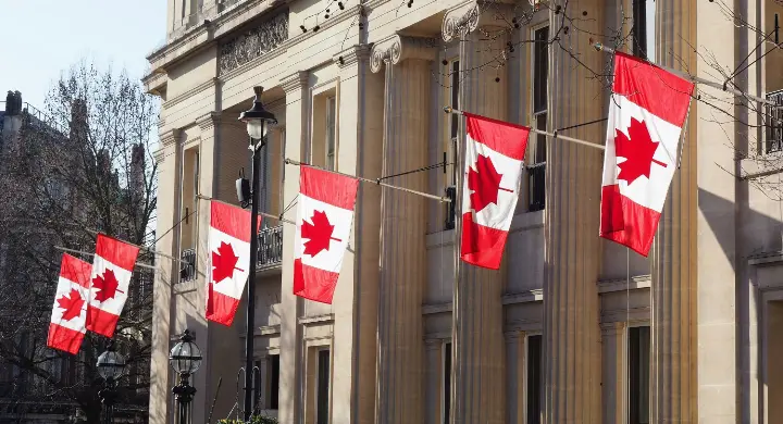 canadian-embassy-london-with-many-canadian-flags