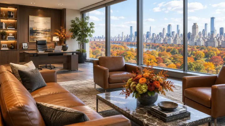 modern-executive-office-with-panoramic-city-skyline-vibrant-autumn-park-view-through-floor-ceiling-windows